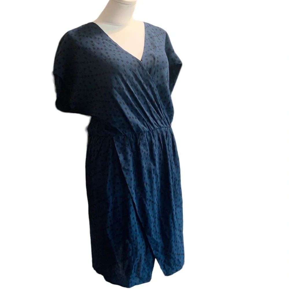 Madewell Womens Wrap Blue Front Dress Brushstroke Diamond Size medium